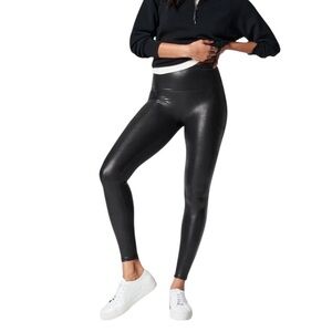 NWT Spanx SPANXshape Faux Leather Leggings in Black Sz L